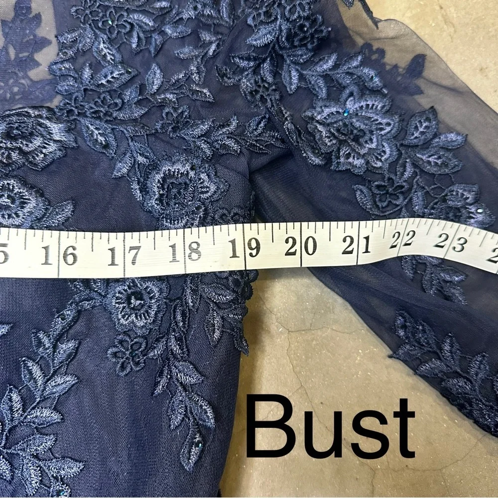 La Femme Navy Blue Sz12 Mermaid Gown - Picture 12 of 13